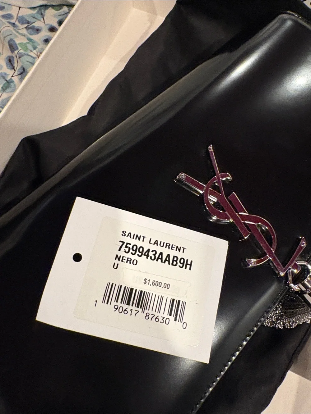 Saint Laurent Black Patent Leather Tassel YSL Clutch